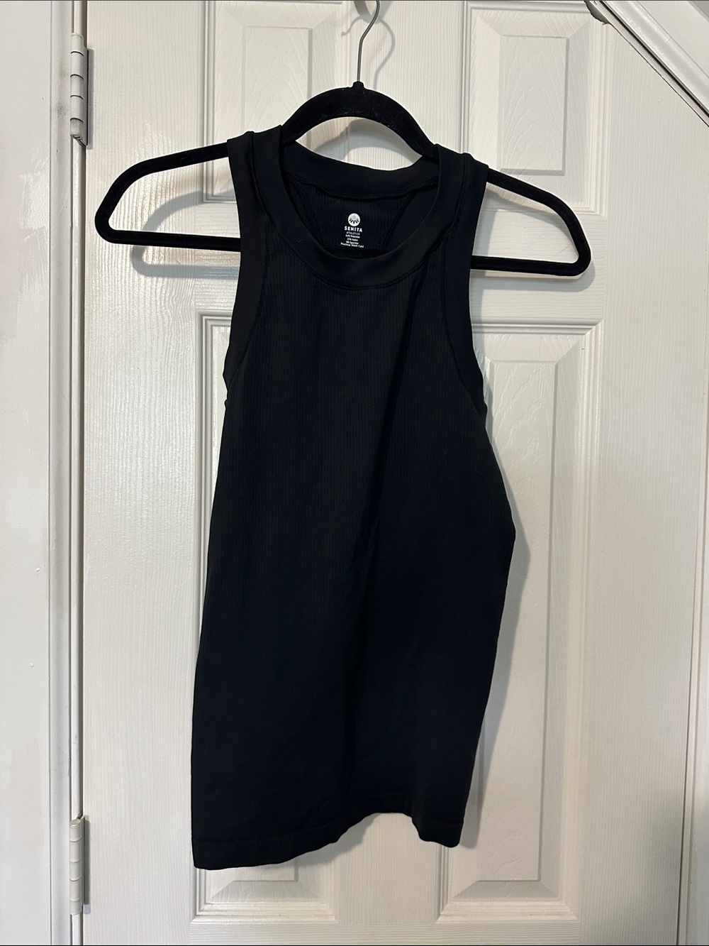 Senita Athletics Black Ribbed Sports Tank